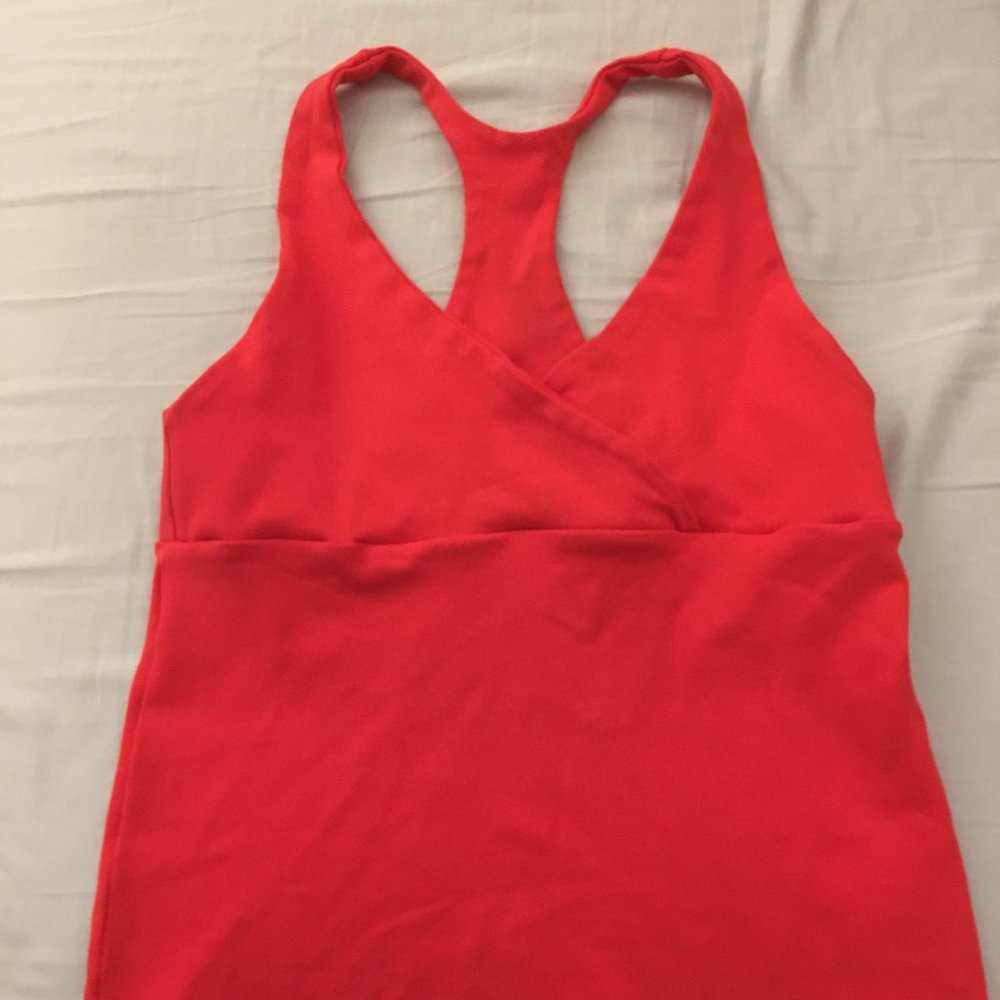 Red halter racerback athletic tank top